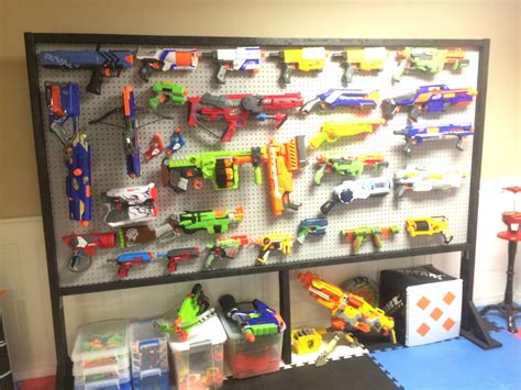 You need at least 2 1×2 supports for each piece of pegboard. Diy Nerf Gun Storage - Easy Diy Nerf Gun Storage From ...