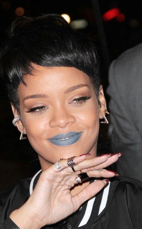 rihanna blue lipstick rihanna outfits rihanna makeup rihanna