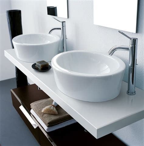 High quality basin taps here on tileprint. Agape double basins 600 in white ceramic. Use with wall ...