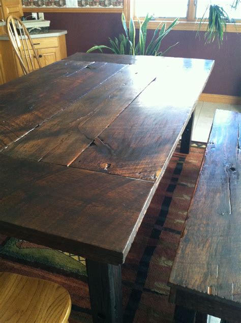 Diy farmhouse table the home depot blog. Finally got my barn wood harvest table and matching bench! (With images) | Harvest table, Diy ...