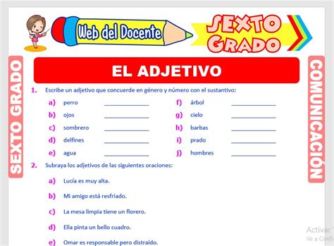 Ejercicios Del Adjetivo Para Sexto Grado De Primaria Web Del Docente Free Nude Porn Photos