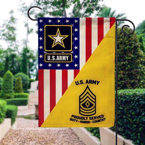 Us Army Military Rank Veteran Rank Vintage Flag Ts For Military Veteran Custom Garden Flag