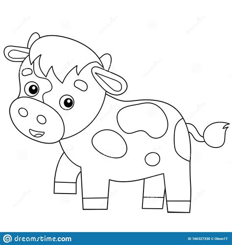 Coloring Page Outline Of Cartoon Calf Or Kid Of Cow Farm