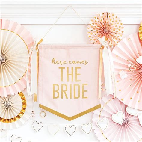 Here Comes The Bride Hanging Banner In 2021 Bridal Shower Banner