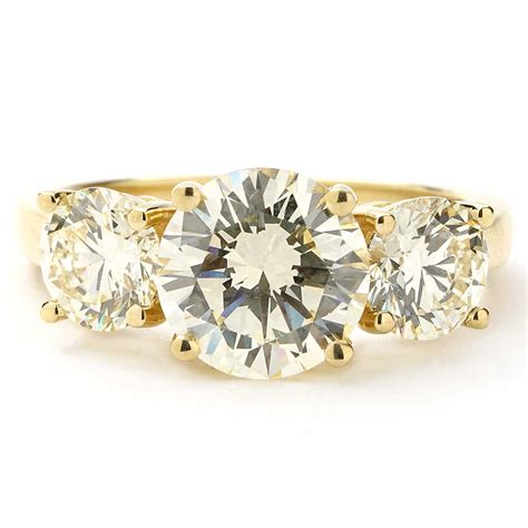 Three Stone Round Diamond Cttw Engagement Ring In Yellow Gold New York Jewelers Chicago