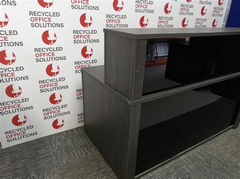 Blackdark Wood Reception Desk Recycled Office Solutions Recycled