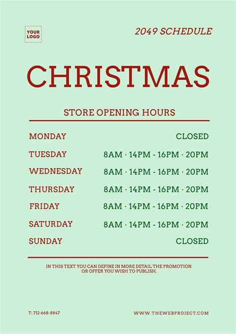 Christmas Opening Hours Editable Template Christmas Campaign