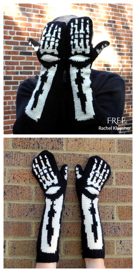 Halloween Skeleton Gloves Free Knitting Patterns Knitting Pattern