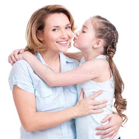 Daughter Kissing Her Beautiful Happy Mother Stock Photo Image Of