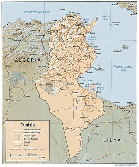 Map Of Tunisia Relief Map Online Maps And Travel