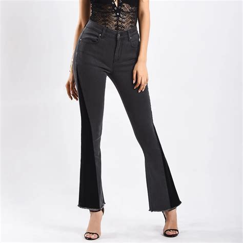 betikama black gray jeans women grande taille femme skinny cotton elastic stretch denim flare