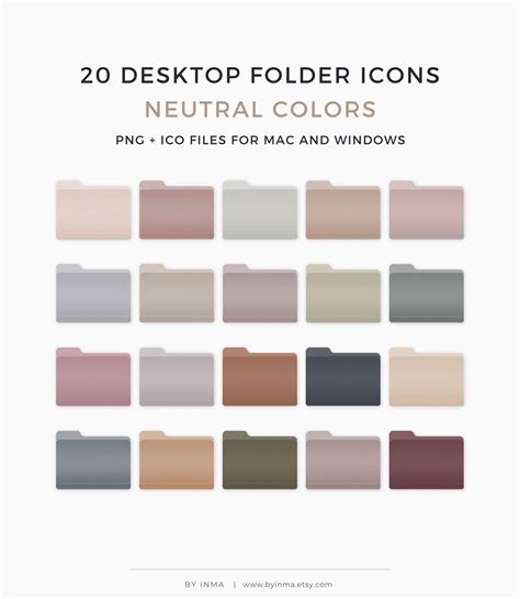Desktop Folder Icons Mac And Windows Neutral Color Custom Etsy Canada