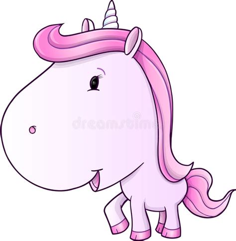 Gulliga Unicorn Pony Vector Vektor Illustrationer Illustration Av