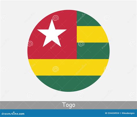 Togo Round Circle Flag Togolese Circular Button Banner Icon Stock