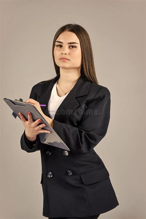 Her Skills Are In Demand Trendy Office Worker Formal Casual Fashion Style Stylish Woman Hold