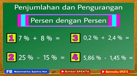 Cara Penjumlahan Dan Pengurangan Persen Dengan Persen Youtube