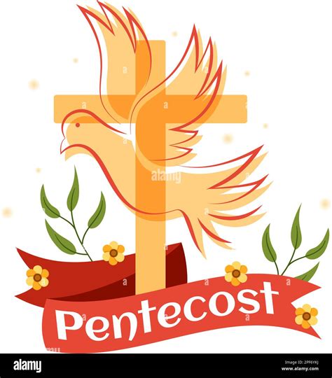 Ilustración Del Domingo De Pentecostés Con La Llama Y La Paloma Del Espíritu Santo En Católicos