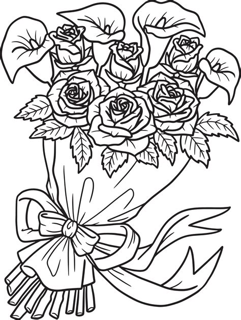 Flower Bouquet Coloring Page For Adults 7066589 Vector Art At Vecteezy