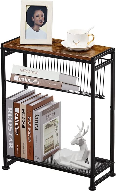 Neekor Side Table For Small Spaces Slim End Table With Magazine