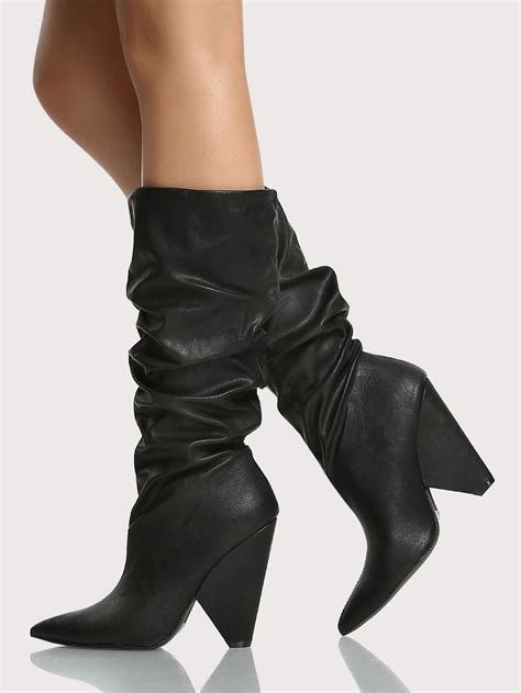 slouch triangle heel boots black black heel boots heels boots