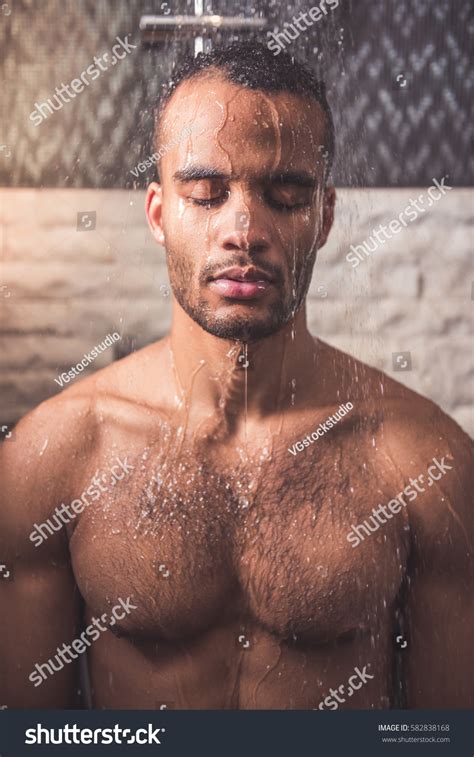 Handsome Naked Afro American Man Taking Stock Photo Shutterstock