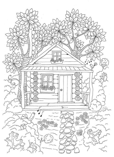 Get This Spring Coloring Pages Free for Grown Ups Beautiful House in Spring