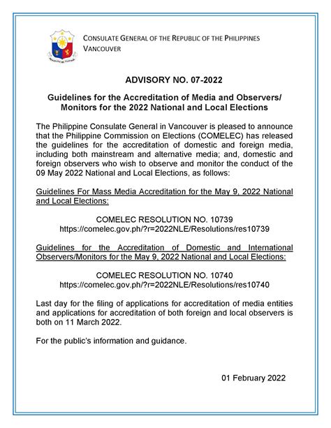 Advisory No 07 2022 Guidelines For The Accreditation Of Media And