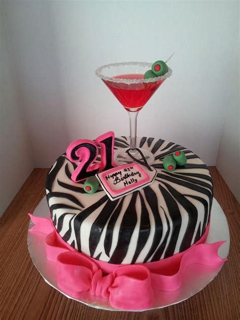 21st Birthday Cake Hot Pink And Zebra Striped Cake With A Real Strawberry Daiquiri Jello Shot