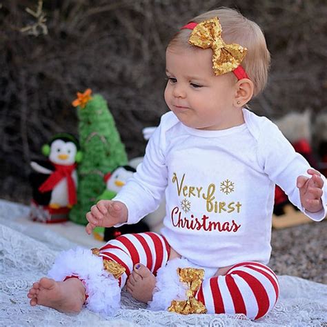 Very First Christmas 3pc Set 0 3 Months Girls Christmas Outfits