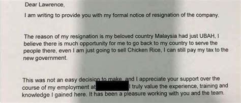 Check spelling or type a new query. Malaysians touched and inspired by countryman's resignation letter, to leave Singapore and ...