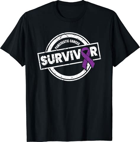 Amazon Com Survivor Purple Ribbon Gifts For Pancreatic Cancer Awareness T Shirt Clothing