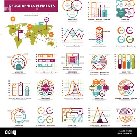 Ensemble D L Ments Infographiques Avec Diff Rents Types De Diagrammes Graphiques Et Pr Sente