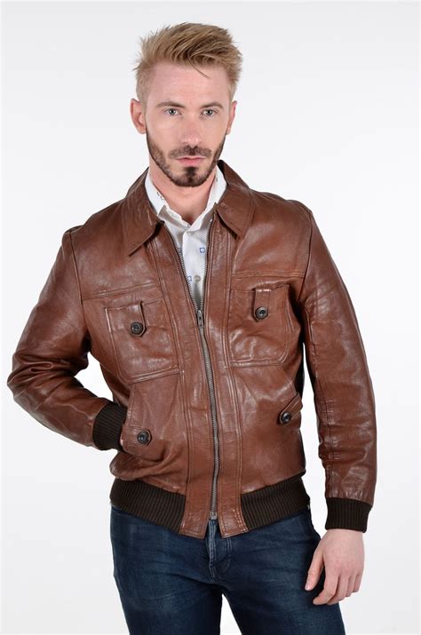 Vintage Brown Leather Bomber Jacket L - Brick Vintage