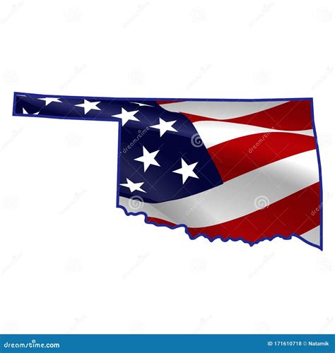 Oklahoma Map On American Flag Ok Usa State Map On Us Flag Eps Vector