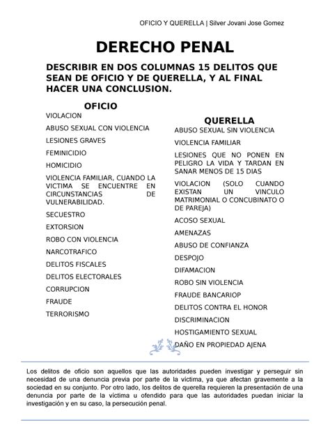 Oficioyquerella Diferencia Entre Oficio Y Querella Oficio Y