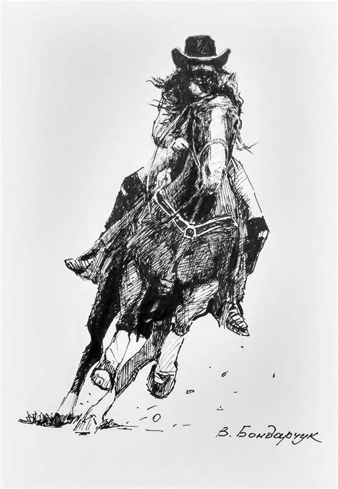 Original Art Drawing Texas Cowboy Girl On Horse Etsy In 2020 Art
