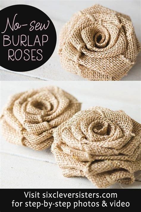 No Sew Diy Burlap Roses Burlap Roses Burlap Crafts Flower Crafts