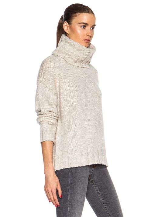 Nili Lotan Oversized Turtleneck Wool Blend Sweater In Wheat Fwrd