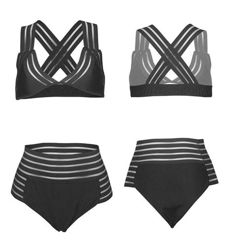 koupit bikini women black bandage swimsuit sexy push up swimwear summer hollow out bikini set