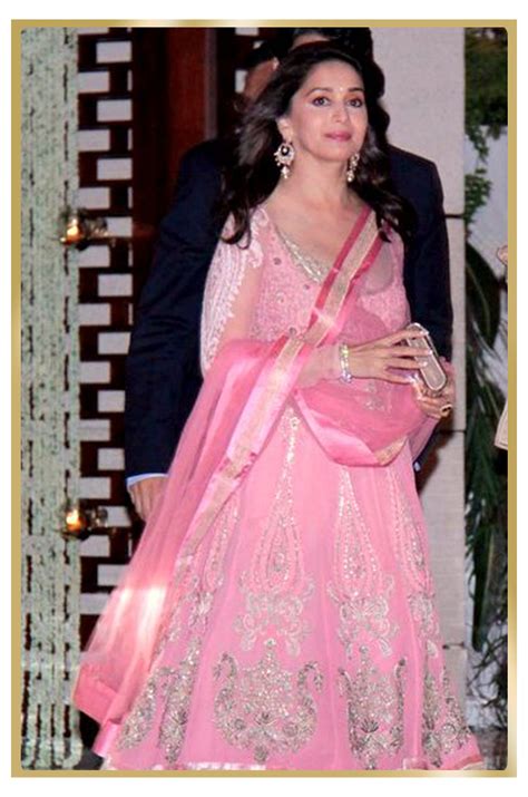 madhuri dixit spotted wearing gehna jewellery long frocks indian fashion clothes for women