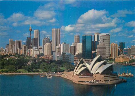 Postcard Oceania Australia Opera House Sydney Skyline Botanical Gardens
