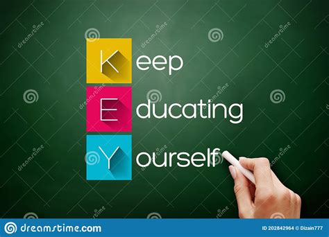Key Keep Educating Yourself Acronym On Blackboard Stock Illustration