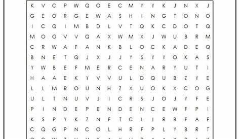 American Revolution Word Search- Monster Word Search