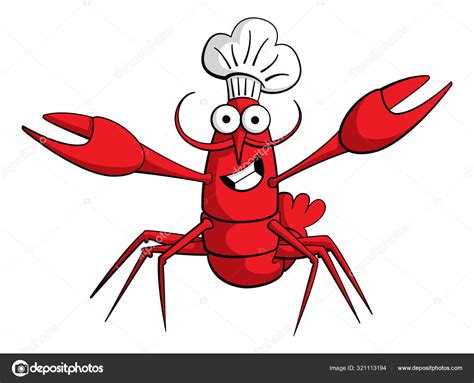 Cartoon Style Illustration Lobster Crayfish Character Moustache Smiling