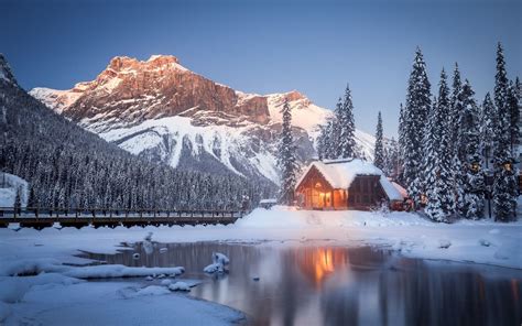 Download Wallpaper Mountains Winter British Columbia House Canada