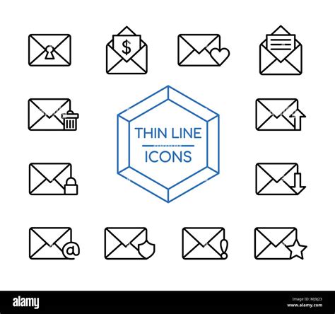 Email Message Thin Line Icon Set Communications Mail Envelope Symbol