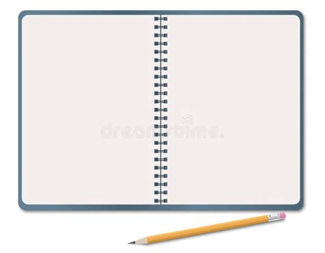Cuaderno Realista Hoja En Blanco Del Libro Blanco Con El Lápiz Aislado