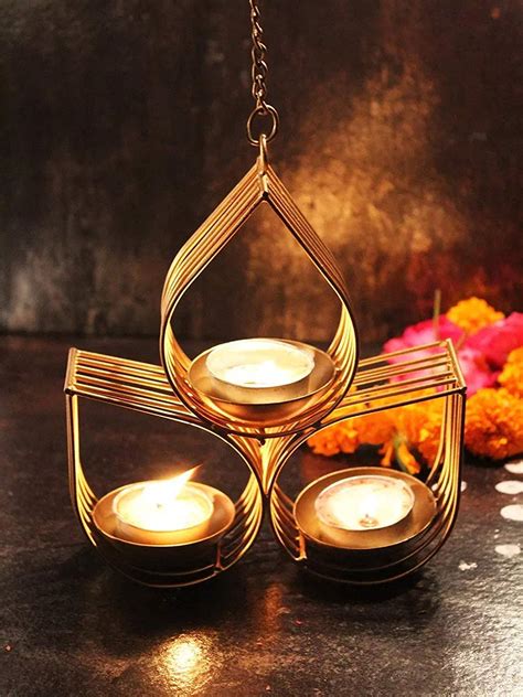 Set Of 3 Metal Hanging Tea Light Holders ~ Beautiful Tealight Candle Holder