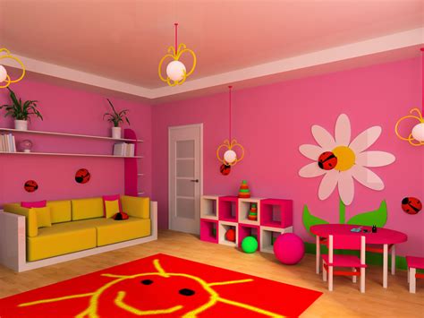 Cute Pink Kids Room With Flowers Interior Design Ideas