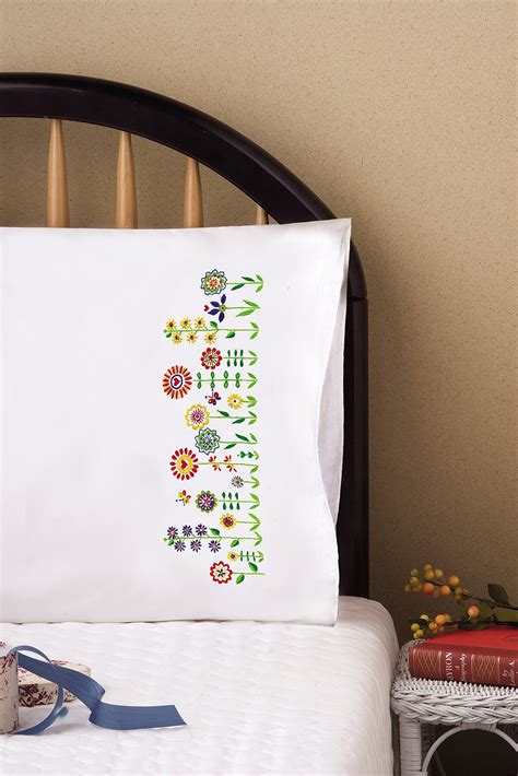 Stamped Embroidery Pillow Cases Embroidery And Origami
